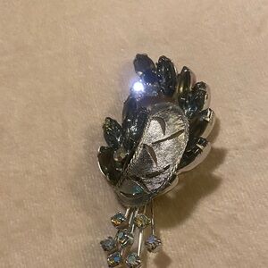 Elegant Silver Brooch with Crystal Accents